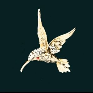 Hummingbird Brooch/Pin With Rhinestones